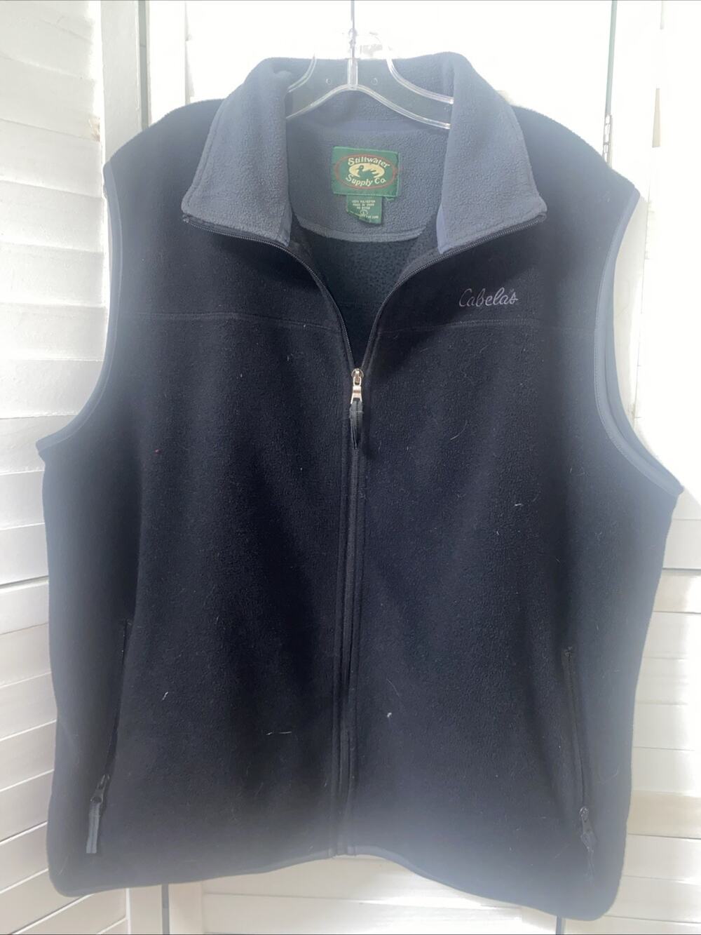 STILLWATER SUPPLY Co Cabela’s Black Fleece Full Zip Polyester VEST Men’s Large